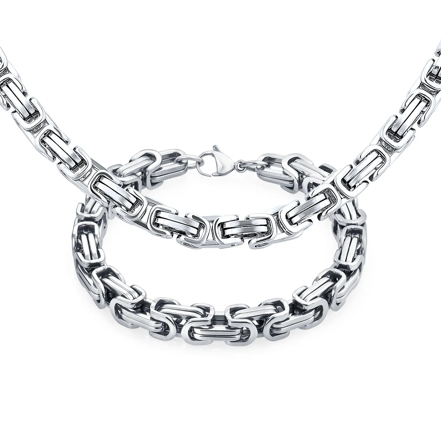 Mechanic Byzantine Punk Rocker Jewelry Set Urban Biker Necklace & Bracelet