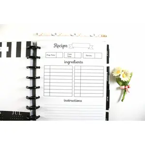 Recipe Inserts for 9-Disc Classic Happy Planner, Classic Meal Planner (Planner Sold Separately)