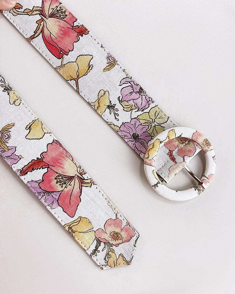 ChicMe Women's 2 Pieces Outfit Floral Placement Print Stand Collar Button Button Front Lantern Sleeve Top and Casual Elastic Back Waist Shorts Set with Belt