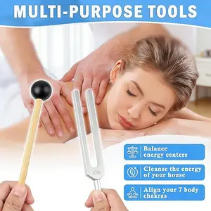 432 Hz Chakra Tuning Fork Set with Wooden Resonator Box & Silicone Hammer, Aluminum Alloy Sound Healing Instrument for DNA Repair, Stress Relief & Meditation