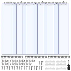 VEVOR Clear PVC Strip Curtain, 84 in Height x 38 in Width x 0.08 in Thickness, 6 PCS Walk in Freezer Cooler Curtain Strips, Thermal Insulating Plastic Door Strips for Warehouse, Freezer, Garage Doors