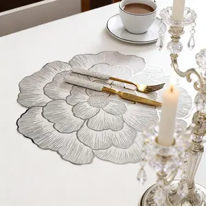 Floral Pattern Placemats Set of 6, Heat-Resistant Non-Slip Waterproof Table Mats, Decorative Table Mats for Home Kitchen Dining Room, Wedding Party & Valentine's Day Gift