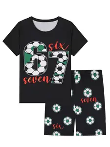 2-Piece Cartoon Print Short Sleeve Shorts Pajama Set, Casual Fitted Homewear Sleepwear, Summer Comfortable