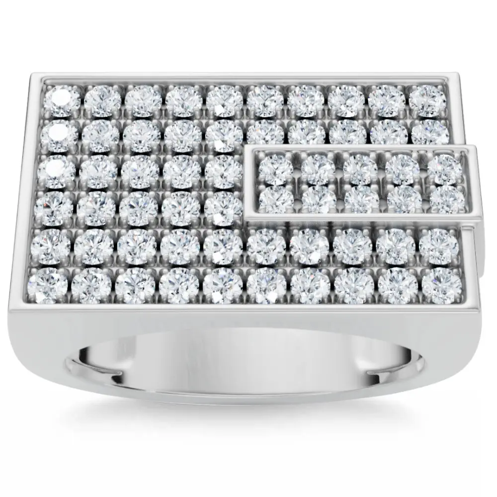 Men's 1CT Diamond Rectangle Cluster Ring 10k Gold Lab Grown Men's 1CT Diamond Rectangle Cluster Ring 10k Gold Lab Grown