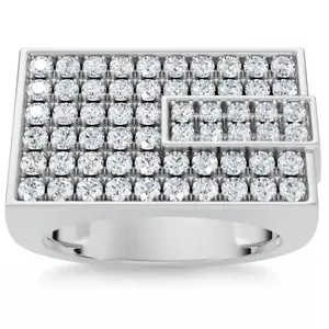 Men's 1CT Diamond Rectangle Cluster Ring 10k Gold Lab Grown Men's 1CT Diamond Rectangle Cluster Ring 10k Gold Lab Grown