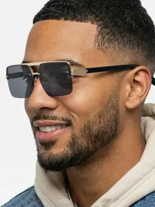 Men's Metal Square Top Half Frame Glasses, Elegant American Style Business Fashion Eyewear, Ideal for Daily Use, Parties, Bbqs