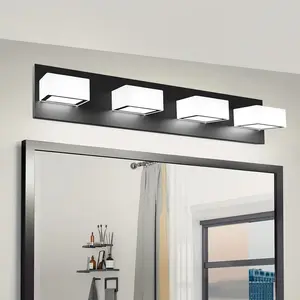 4-Light Brushed Nickel Bathroom Vanity Lights 26inch Metal Acrylic LED Modern Bathroom Wall Lighting Fixtures Over Mirror