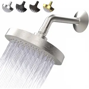 High Pressure Shower Head - Anti-Clogging Silicone Nozzles 2.5 GPM Removable Restrictor - Easy to Clean and Install - Includes Plumbers Tape - 6 inch - (Brushed Nickel 2.5GPM)