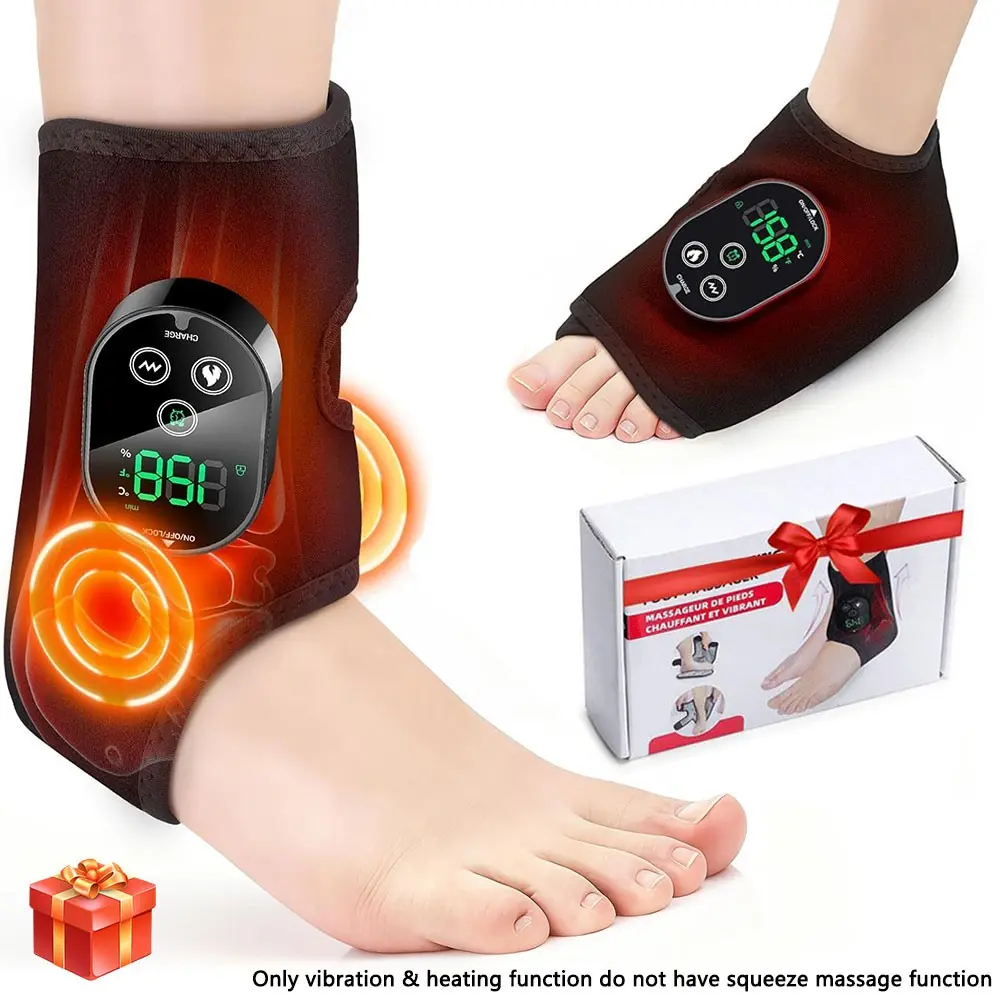 Electric Heating Ankle Foot Massager with 3 Vibration Modes & 6 Heat Settings, Adjustable Foot Protect Belt For Ankle Massage Relaxation, Ergonomic Design for Fits Left/Right Feet, Relaxation Aid
