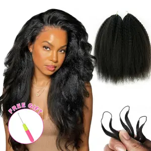 [New Arrival] Bgmgirl Crochet Human Hair Kinky Straight Hair for Miracle Knots Boho Braids Knotless Pre-Separated 50g/Bundle Time Saving SpringStatements Natural Wavy Hairpieces Hairline Topper hair extensions curly hair extensions #mothersdaygift