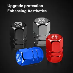 4pcs Aluminum Alloy Car Wheel Tire Valve Caps Tyre Rim Stem Covers For Dodge Ram Durango Charger SRT Dart Journey Avenger Caliber Challenger Trucks Hornet Mopar Demon Attitude Truck Accessories