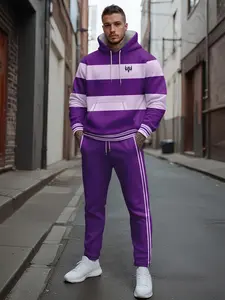 Trendy Print Hoodie Set + Pants Sportswear, Sweatsuit Matching Set, Casual Fitted Long Sleeve, Below the Ankle, Fall & Winter, Daily Wear