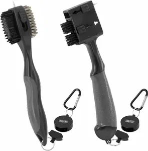 Magnetic Golf Club Brush Set (2 Pack) - Oversized Brush Head, 3-in-1 Retractable Brush Head