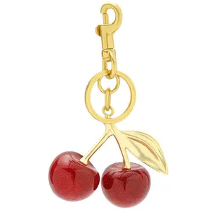 Glitter Cherry Bag Charm with Key Ring and Clip, Cherry Keychain Accessory Purse Charm for Women