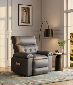 Manual Reclining Sofa CF8007 PU with 56CM Wide Seat, Adjustable Telescopic and Foldable Armrests, Comfortable Recliner Sofa for Living Room, Dimensions W98 D92 H103 CM, High-Quality Manual Recliner Sofa