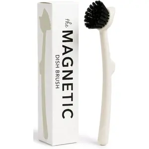 Magnetic Dish Brush & Scraper, Snaps to Sink, Non-Scratch, Dishwasher Safe, Dish Scrubber – Warm Sand Beige