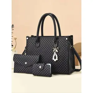 Women's Elegant Temperament Minimalist Handbag & Wallet Set, Multi-functional Large Capacity Bag Set with Charm, Stylish Designer Crossbody Bag Set, Gifts for Wife