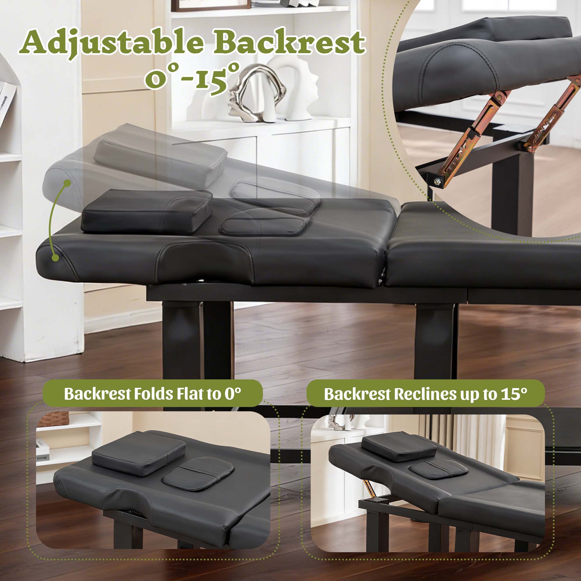 Professional Massage Bed 73 Inch, Treatment Table Salon with Removable Headrest, Stationary Physical Therapy Table Spa Facial with Adjustable Backrest, Steel Frame, Pink