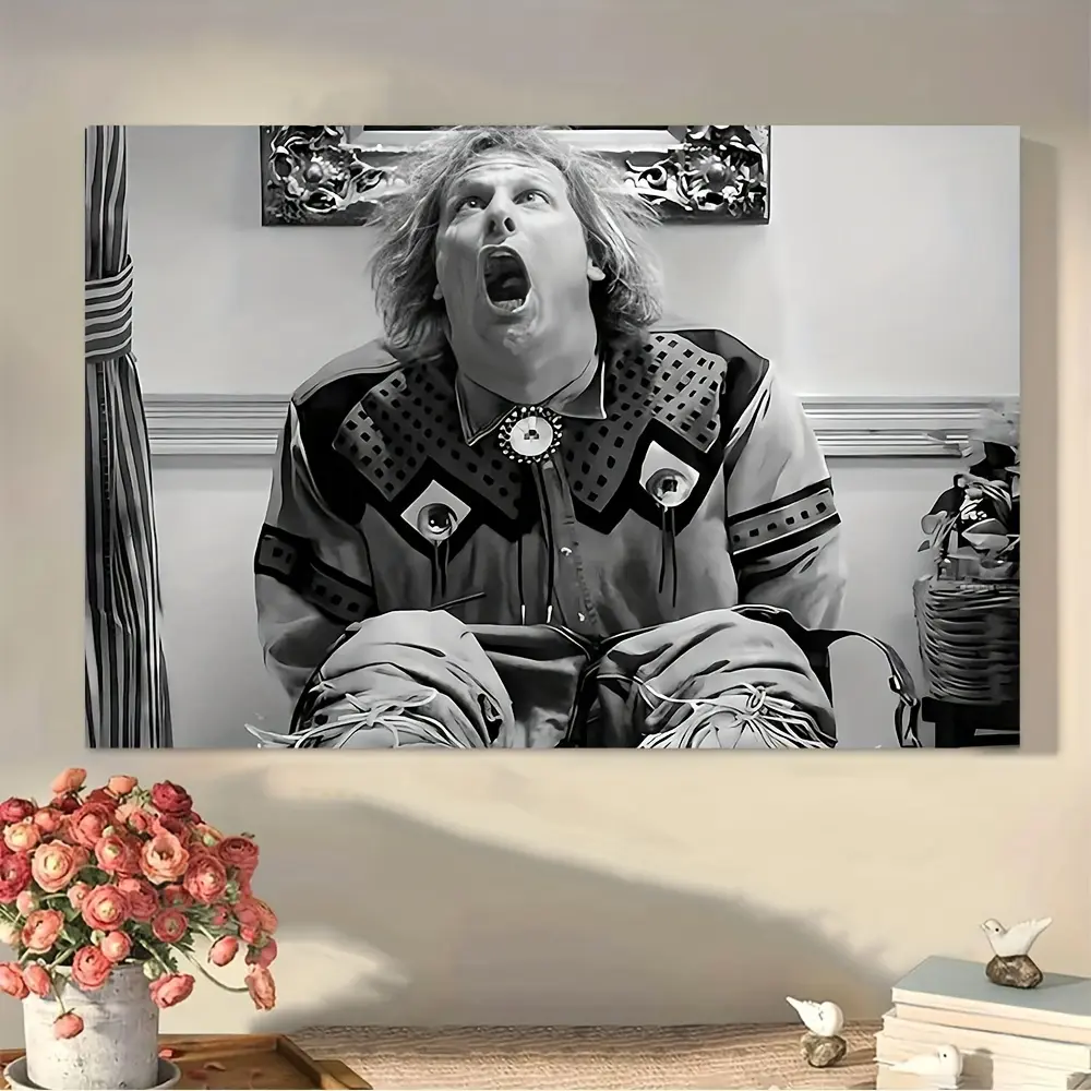 Funny Movie Character Black & White Canvas Wall Art - Comedy Film Icon Artistic Paintings, Humorous Retro Decoration for Living Room, Modern Home Decor, Unframed or Framed Options wall decor wall art posters