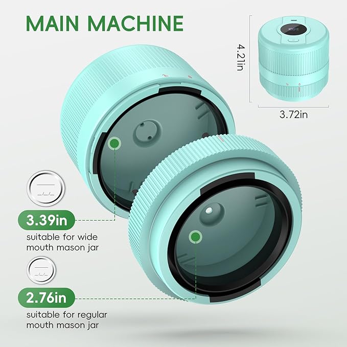 Mason Jar Vacuum Sealer Kit, Electric Sealer for Wide and Regular Mouth Mason Lids, Canning Vacuum Sealer Mason Jar, Automatic Vacuum Sealer Machine for Food Storage