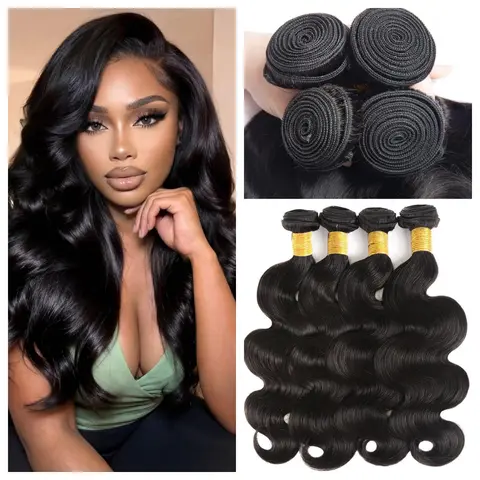 VKOFUN Premium Human Hair Bundles - Brazilian Virgin Casual Body Wave Extensions, Deep Curly, Straight, Natural Black, Wet And Wavy, Curly Wave Textures, Silky Soft Texture-Retaining Hair Extensions
