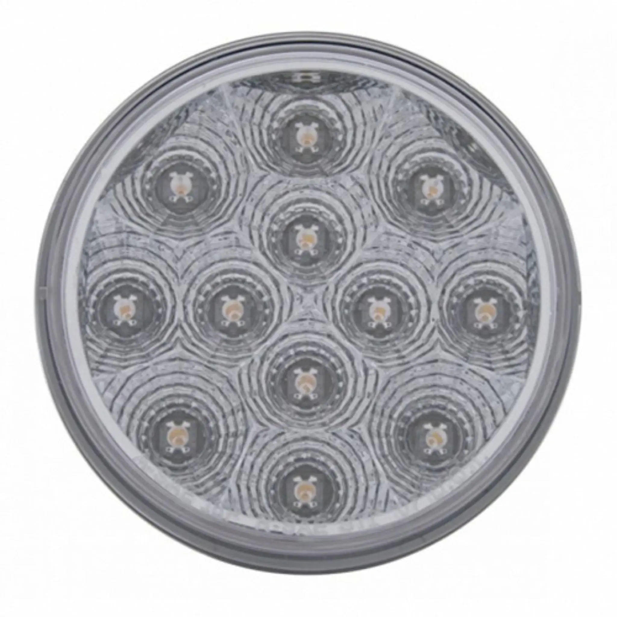 United Pacific 4" Round Polycarbonate Reflector Light - 12 High-Intensity Red LEDs, 12V DC, 3-Pin Male Plug for Trailers