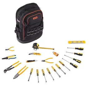 65-Pocket Tear-Resistant Tool Backpack, Jobsite Backpack, Construction Worker Tool Organizer Bag