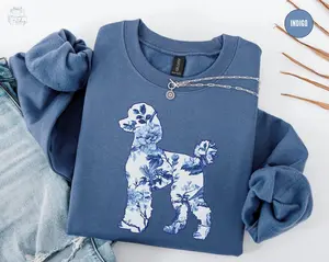 Floral Poodle Sweatshirt, Dog Mama Shirt, Poodle Mom Sweater, Poodle Mom Crewneck, Mothers Day Dog Mom Gift For Dog Lover, Toile de jouy