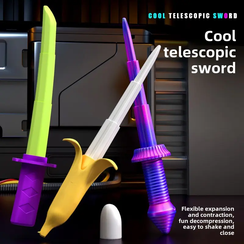 Hot-Selling Mini Banana Telescopic Sword Gravity Carrot Rotating Sword Katana Non-3D Printed Stress Relief Toy