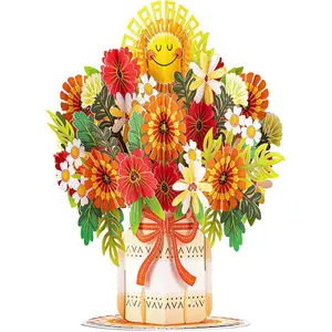 HugePop Happy Flower Bouquet Pop Up With Detachable Paper Flowers