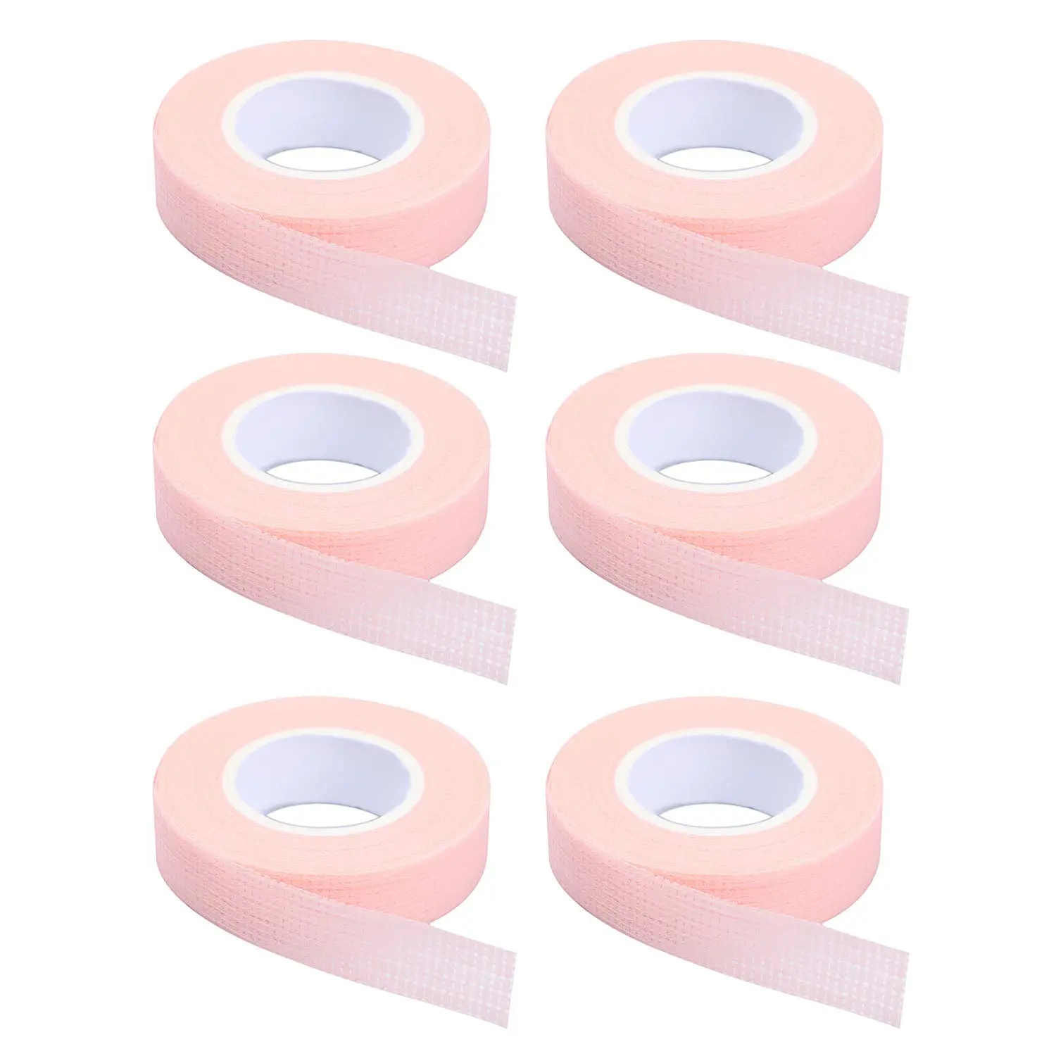 6 Rolls Pink Adhesive Fabric Eyelash Extension Tape - Breathable Micropore Fabric, 9m/10yd Each Roll, Beauty Makeup Tool for Salon or Home Use