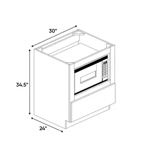 Slim Shaker White - 30 Inch Microwave Base Cabinet - 30" Width x 34.5" Height x 24" Depth