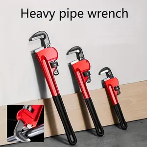 Metal Pipe Wrench, 8 Inch 10 Inch 12 Inch, Thickened Adjustable Pipe Wrench, Non-Slip, Large Opening, Straight Pipe Wrench