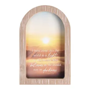 360 Stand Arch-Shape Framed Photo Frame - 7x11 Light Glass, Dimensional Look, Christian Home Decor Wall Display with "I Have Come Into White" Design