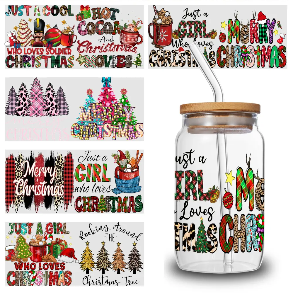 5 Sheets Christmas Movies UV DTF Stickers, Waterproof Rub-On Transfers for 16 oz Tumblers & Mugs, Home Decor Gift Decals