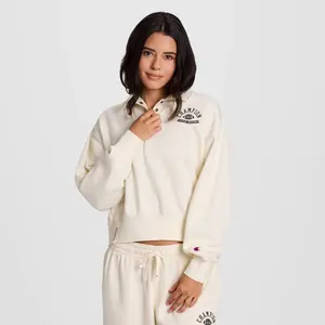Champion Women's Long Sleeve Fleece 1/4 Snap Cropped Pullover Champion Women's Long Sleeve Fleece 1/4 Snap Cropped Pullover