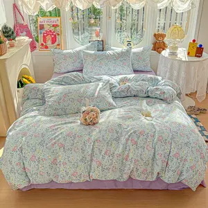 4pcs Spring Summer Floral Duvet Cover Set, Soft Comfortable Bedding, Comfy Bedding Sets, Includes Quilt Cover, Sheet, Pillowcase