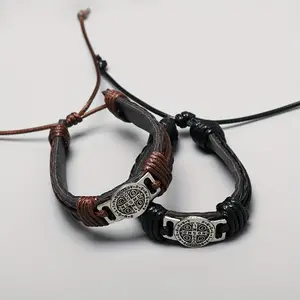 Vintage Style Men's Handcrafted Leather Bracelets with Adjustable Cord - PU Leather