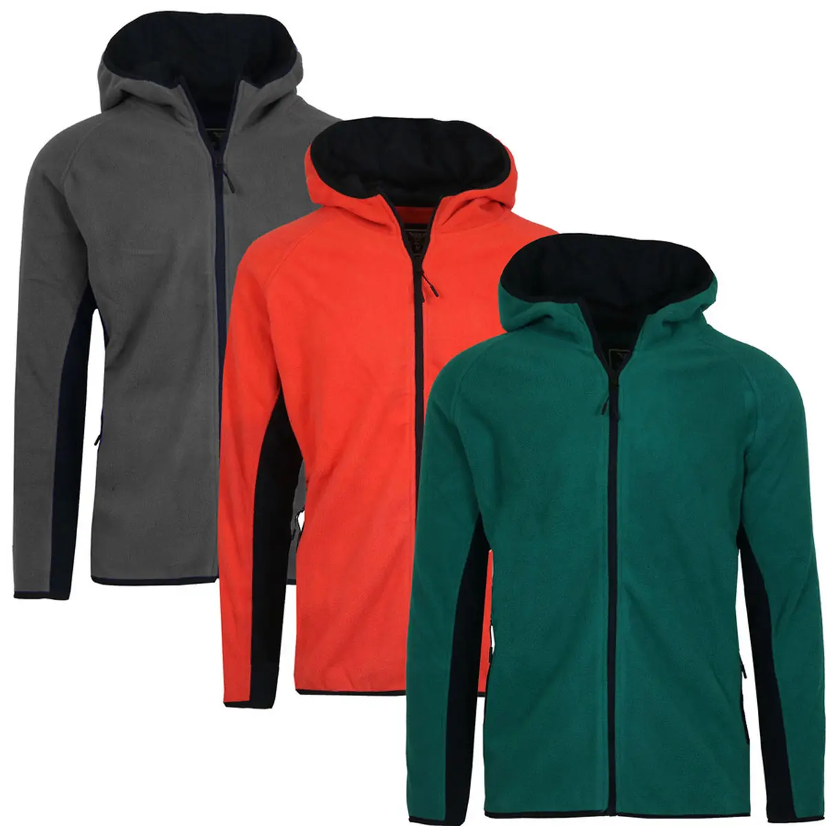 (Polar Fleece Zip) Charcoal-Green-Red