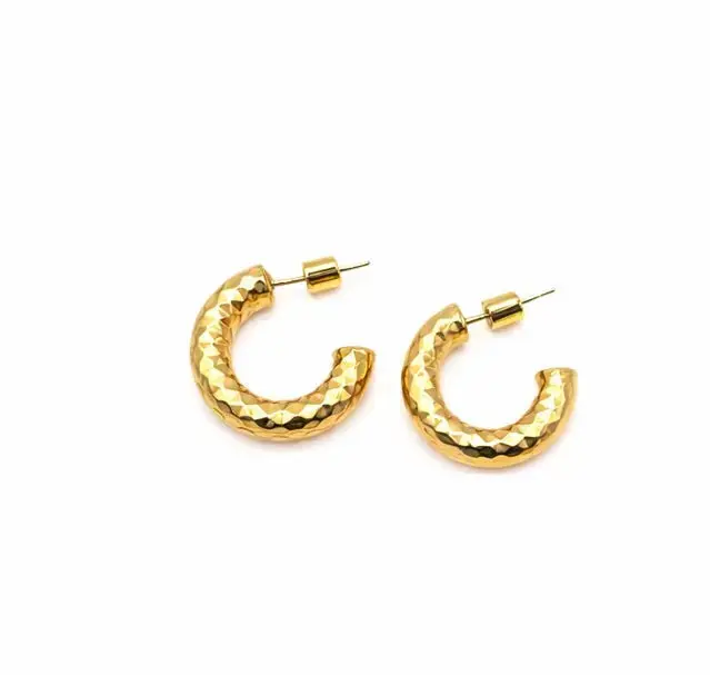 Allure 20mm Brushed Gold Hammered Hoop Earring