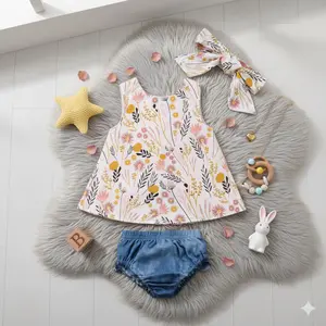 Adorable Baby Girl Floral Romper & Headband Set - Perfect Summer Outfit! #BabyFashion #CuteBaby #SummerStyle #BabyOutfit