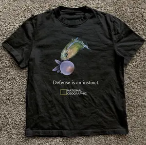 Fish “defense is an instinct” T-Shirt, Animal Tee, Gifts Shirt, Unisex Vintage Graphic Tees Gothic Grunge Y2k Emo Scene Amity Affliction Style Clothes Men Women Streetwear