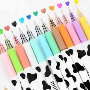 Cute Cow Pattern Gel Pen (12pcs/set), Colorful Writing Pen, Art Pen, Special Pen for Writing & Drawing Crafts, Stationery Supplies for School Office Home Use