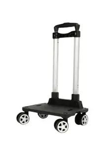 Folding Backpack Trolley - 4 Wheels Rolling Luggage Cart - Lightweight Travel Cart - Compact Portable Bag Carrier