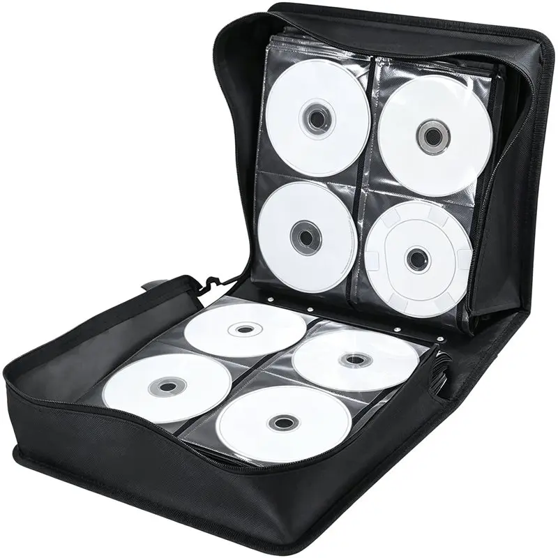 Leather CD DVD Storage Case - 520-Pcs Disc Organizer Holder Bag Wallet for Media Video Albums (Home Organizer Storage Bag)
