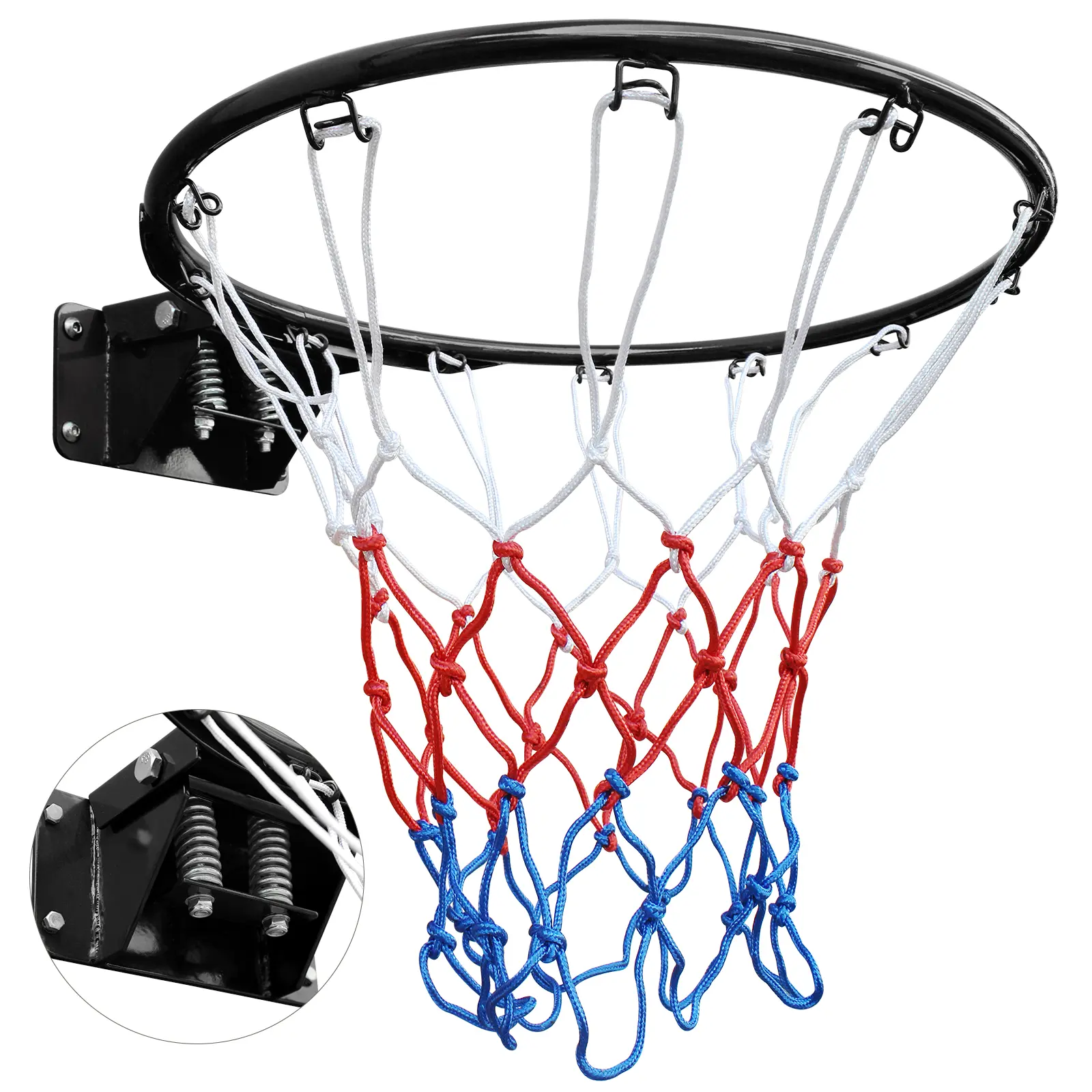 Basketball Rim Goal 18", Replacement Basketball Hoop with Net – Dual Spring Shock Absorption System, Available in Black and Orange, for Indoor & Outdoor Use