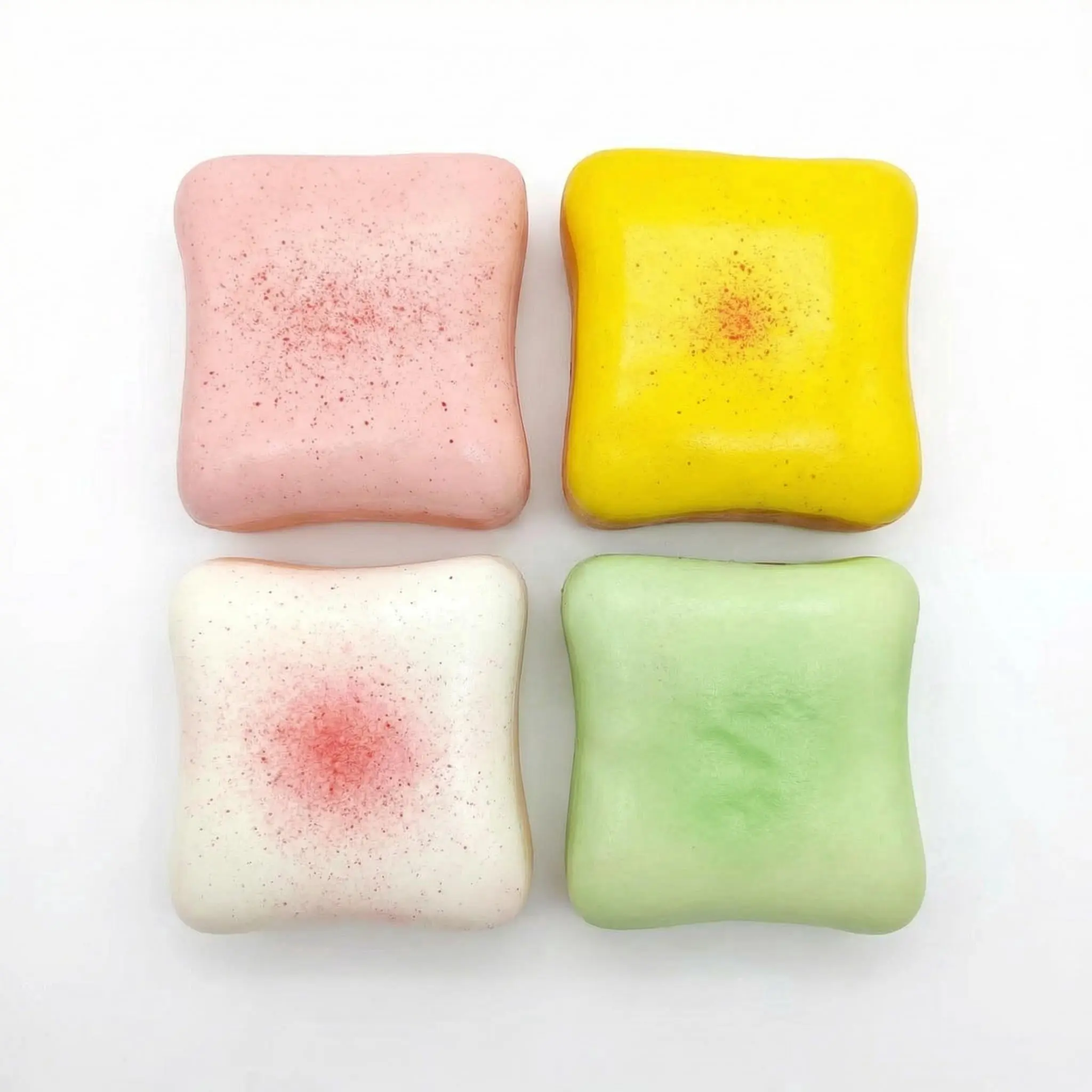 Super Soft Realistic Toast Shaped Squeeze Foam, Food Squeeze for Stress Relief & Sensory Fidget, Decompression Squishy for Adults(Pink,Yellow,White,Green)