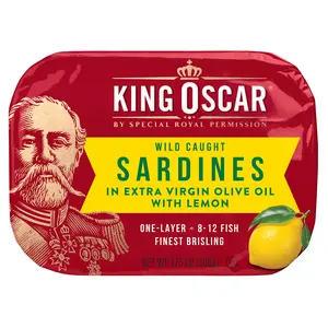 King Oscar Wild Caught Sardines In Extra Virgin Olive Oil, With Lemon, 3.75 oz (106 g)