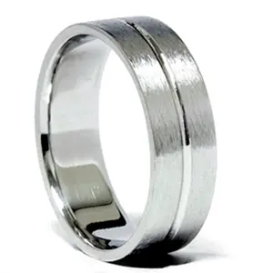 6MM Channel Brushed Wedding Band 950 Platinum