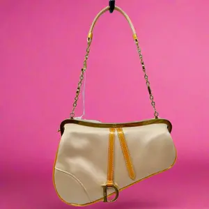 Pre-owned Dior Leather Shoulder Bags Mini Saddle Orange Satin